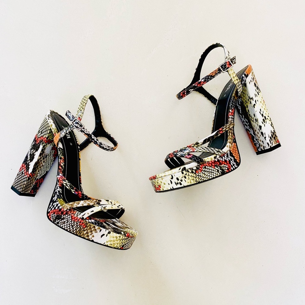 Zara Snakeskin Leather Heels 8